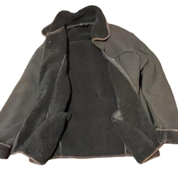 Gray and brown fleece jacket with a zipper #fleecejacket FUDA #winter - Picture 2 of 6